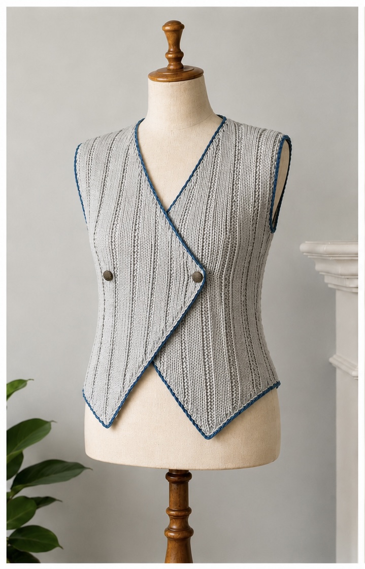 Grey / Silver Crochet Vest